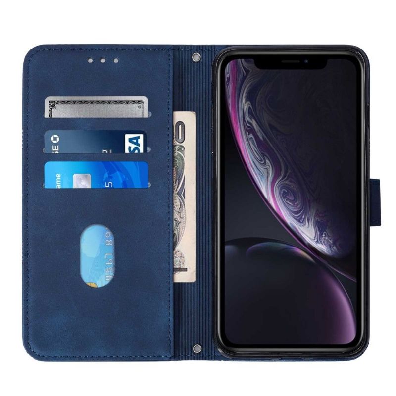 Flip Cover iPhone XR Hemming Geometrisk Design Lædereffekt