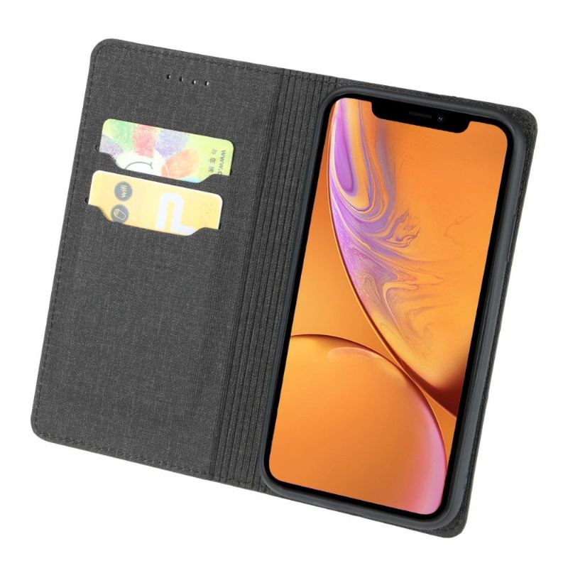 Mobilcover iPhone XR Flip Cover Kortholder Stofeffekt