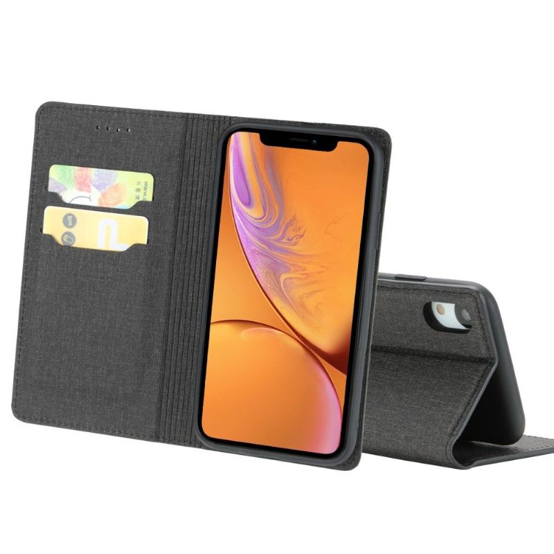 Mobilcover iPhone XR Flip Cover Kortholder Stofeffekt