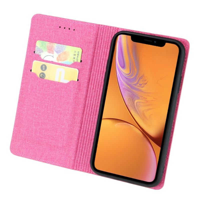 Mobilcover iPhone XR Flip Cover Kortholder Stofeffekt