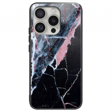 Cover Til iPhone 16 Pro Max Sort Marmor Hærdet Glas