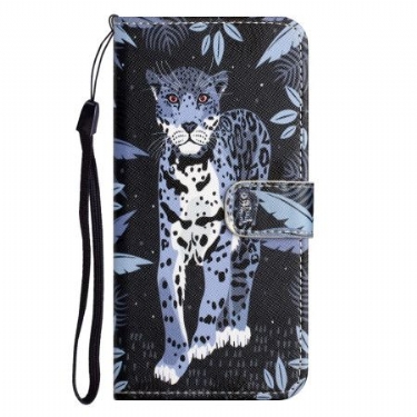 Læder Cover iPhone 16 Pro Max Telefon Etui Strappy Med Leopardtryk