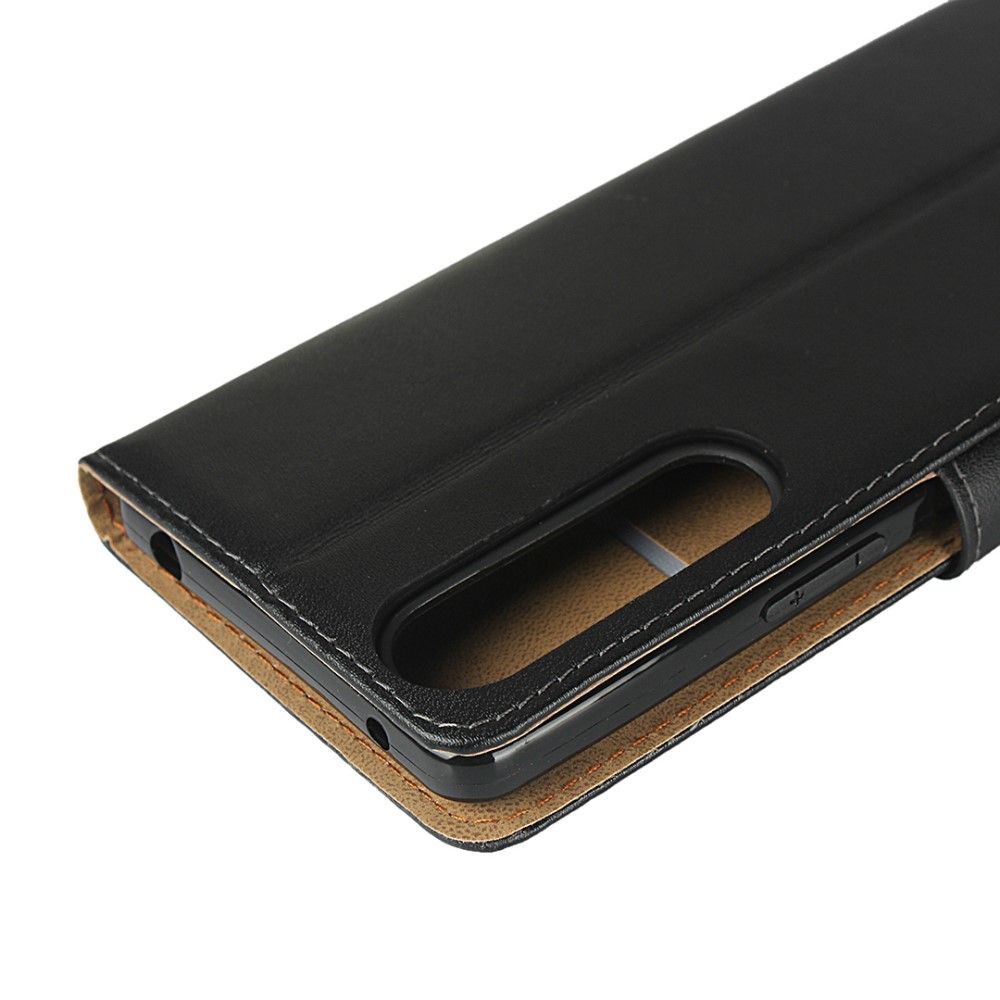 Etui Sony Xperia 1 II Punge Etui Flip Cover Pung I Imiteret Læder - Sort