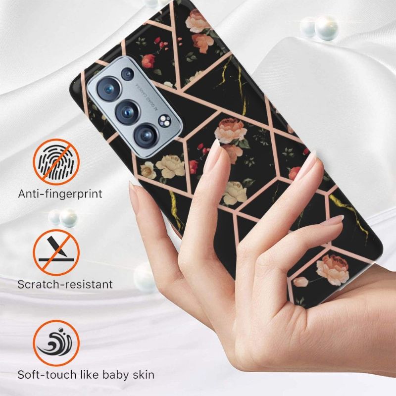 Cover Oppo Reno 6 Pro 5G Marmor Og Blomster