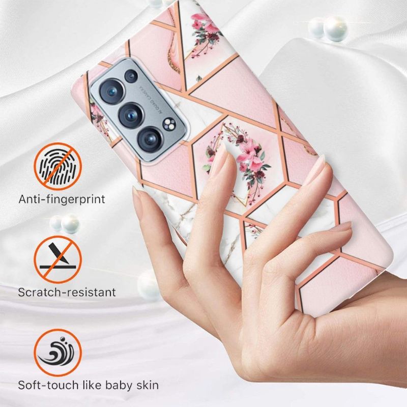 Cover Oppo Reno 6 Pro 5G Marmor Og Blomsterkrone