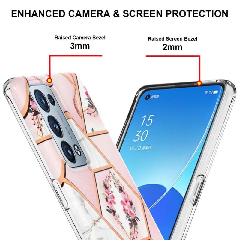 Cover Oppo Reno 6 Pro 5G Marmor Og Blomsterkrone