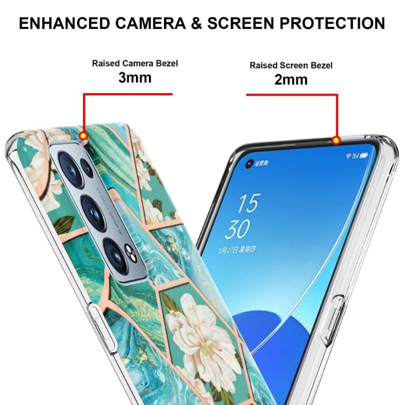 Cover Oppo Reno 6 Pro 5G Marmor Og Hvide Blomster