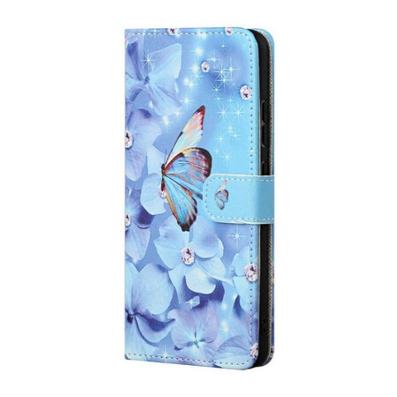 Flip Cover Xiaomi Redmi Note 10 5G Med Snor Thong Sommerfugle