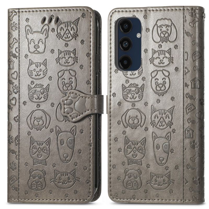 Læder Cover Samsung Galaxy A16 5g Telefon Etui Animerede Dyr