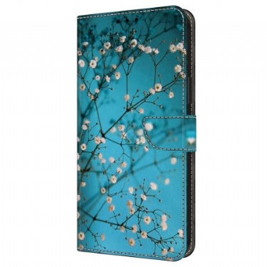 Læder Cover Samsung Galaxy A16 5g Telefon Etui Blomstrende Grene