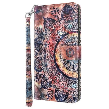 Læder Cover Samsung Galaxy A16 5g Telefon Etui Farverig Mandala Med Rem