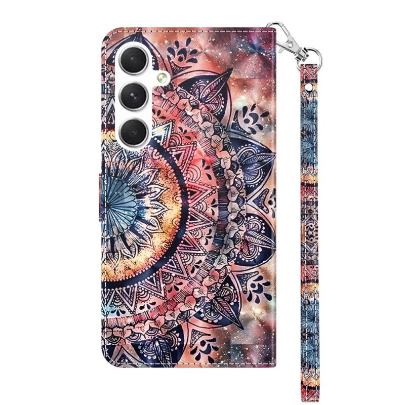 Læder Cover Samsung Galaxy A16 5g Telefon Etui Farverig Mandala Med Rem