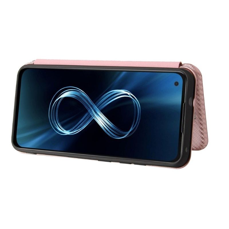 Flip Cover Asus Zenfone 8 Hemming Carbon Fiber Style Kunstlæder