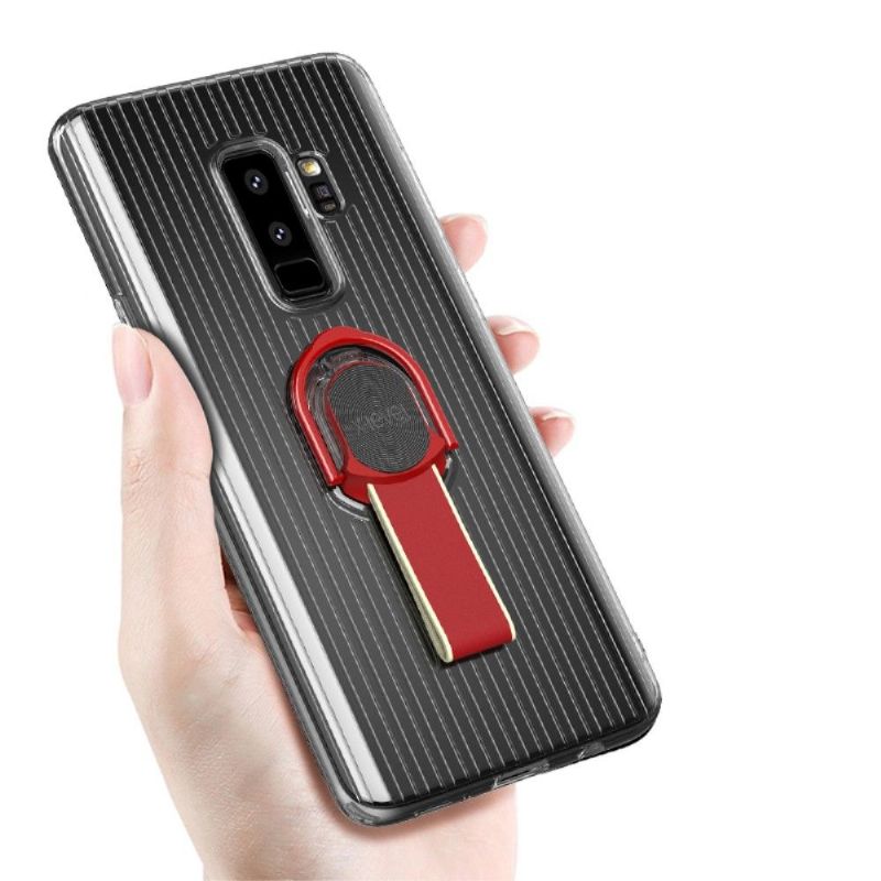 Cover Samsung Galaxy S9 Plus Gennemsigtig Med Håndtag - Rød