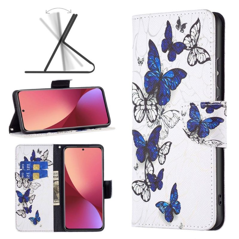 Flip Cover Xiaomi 12 Anti-fald Flere Sommerfugle