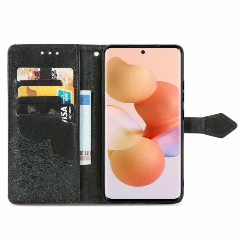 Flip Cover Xiaomi 12 Hemming Præget Imiteret Læder Mandala