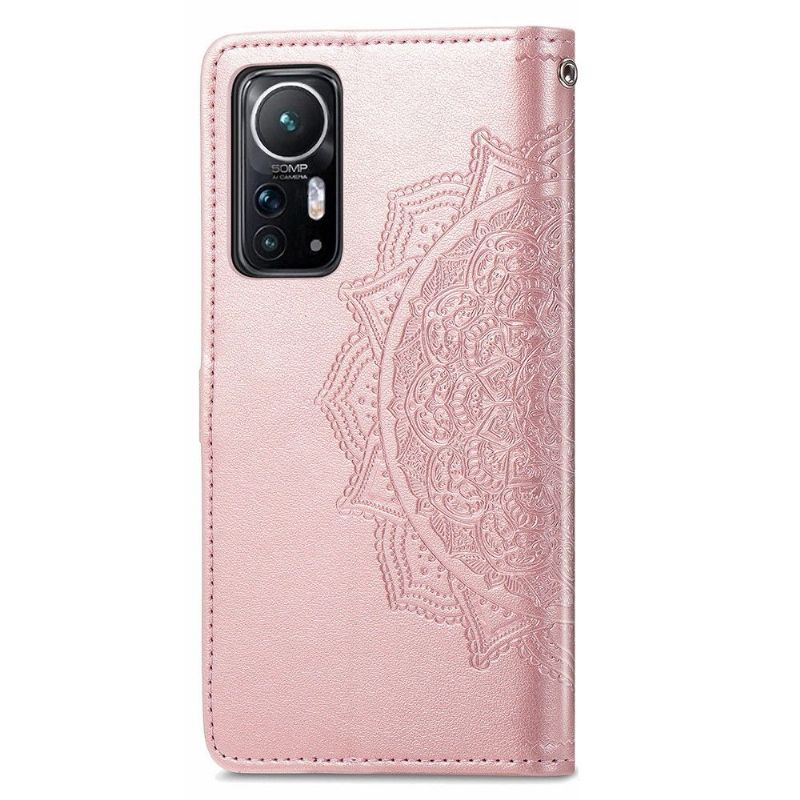 Flip Cover Xiaomi 12 Hemming Præget Imiteret Læder Mandala