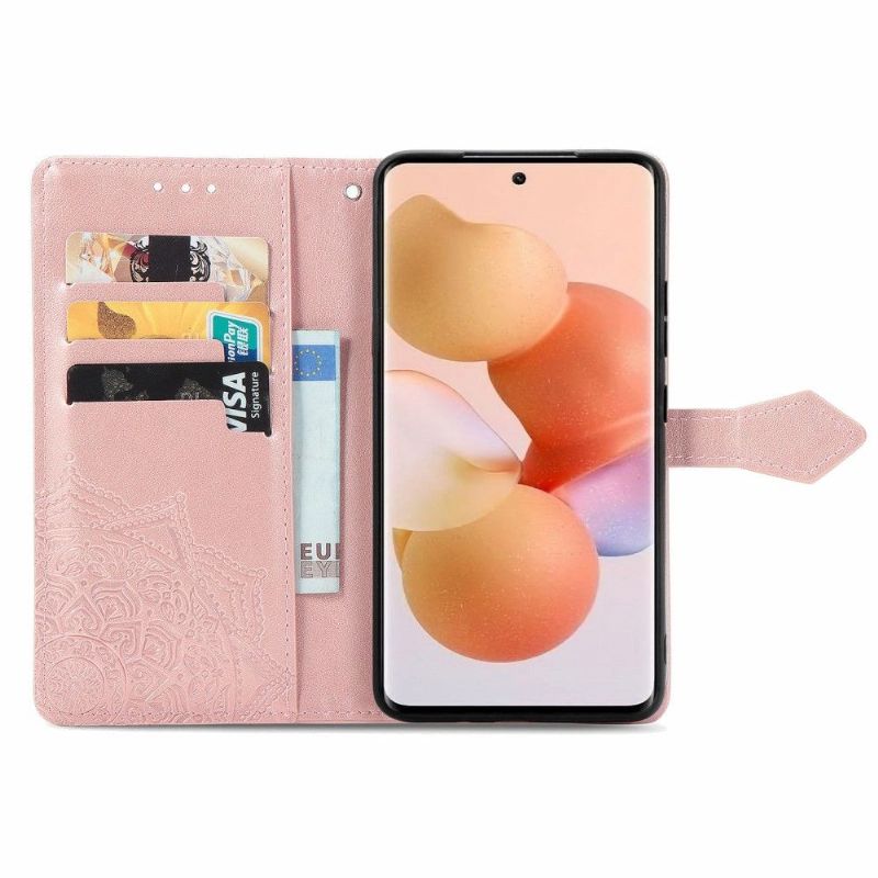 Flip Cover Xiaomi 12 Hemming Præget Imiteret Læder Mandala