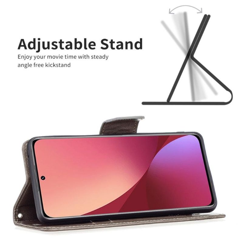 Læder Cover Xiaomi 12 Original Supportfunktion Sommerfugle