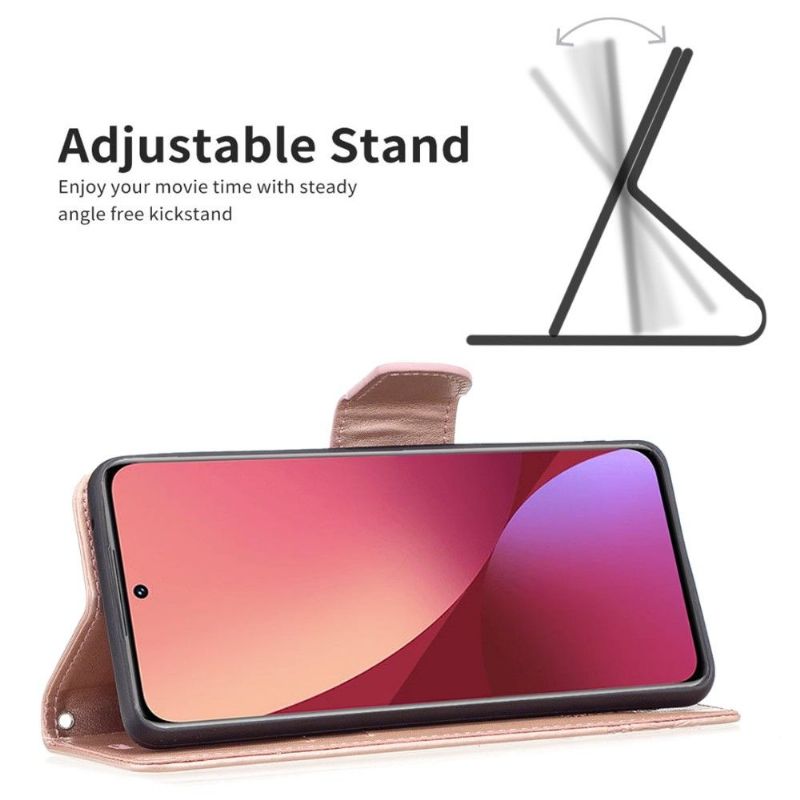 Læder Cover Xiaomi 12 Original Supportfunktion Sommerfugle