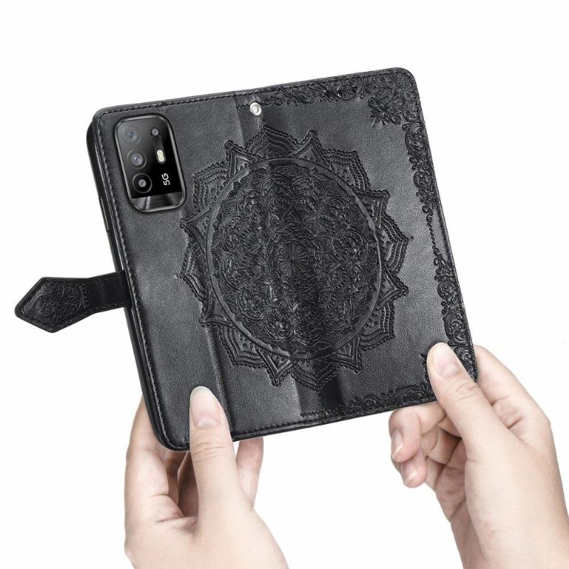 Flip Cover Oppo A94 5G Hemming Mandala Relief I Kunstlæder