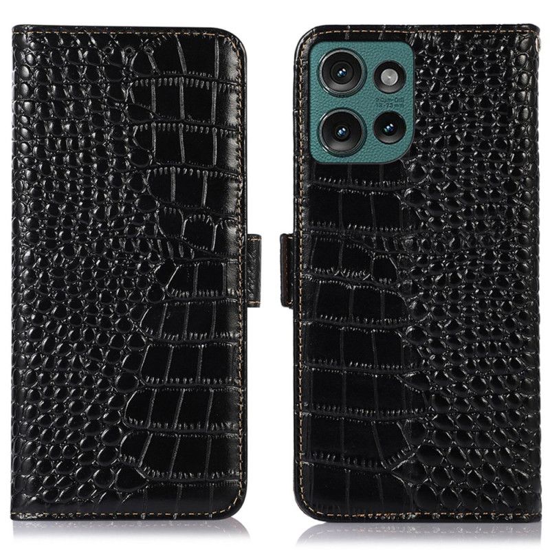 Flip Cover Til Motorola Edge 50 Neo Crocodile Texture Læder