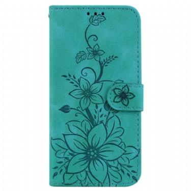 Flip Cover Samsung Galaxy S24 Fe Blomstret Ruskindseffekt