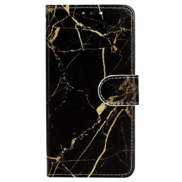 Flip Cover Samsung Galaxy S24 Fe Guld Og Sort Marmor