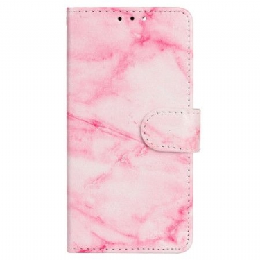 Læder Cover Samsung Galaxy S24 Fe Telefon Etui Pink Marmor