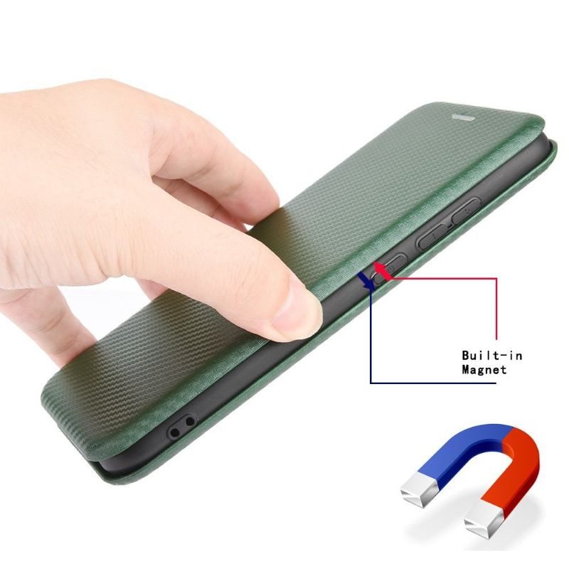 Flip Cover OnePlus 8 Pro Kulfibereffekt - Grøn
