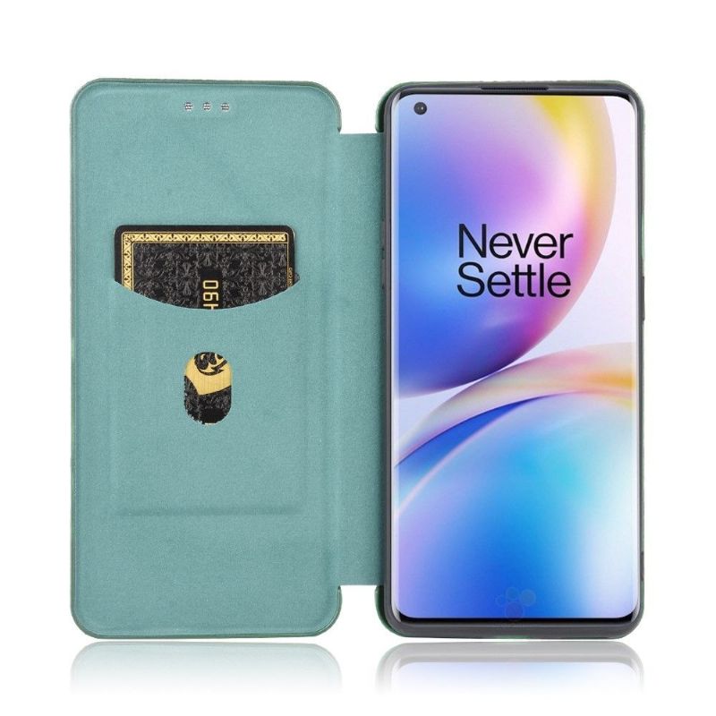 Flip Cover OnePlus 8 Pro Kulfibereffekt - Grøn