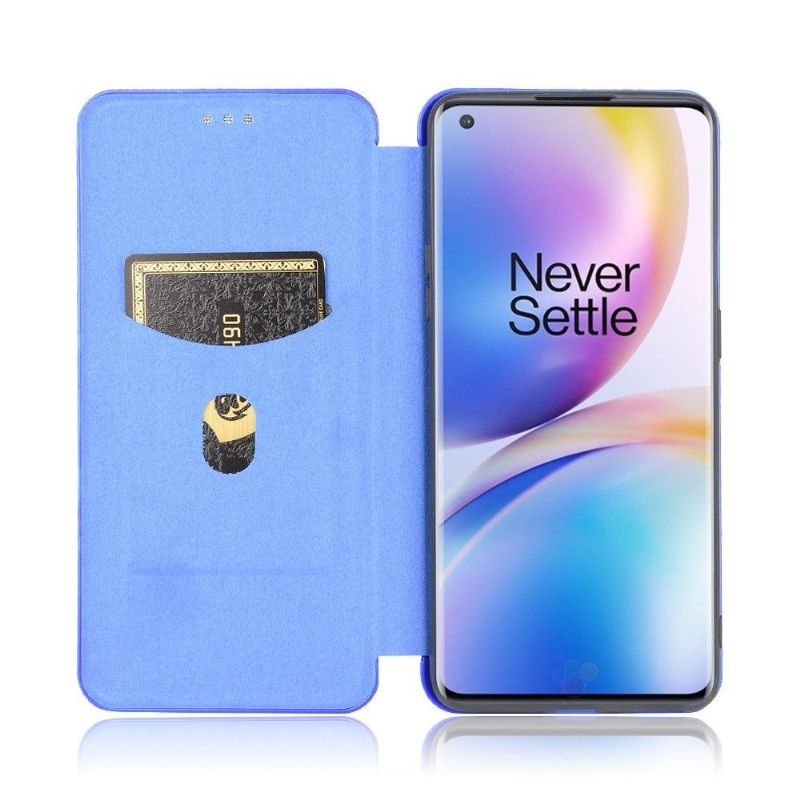 Læder Cover OnePlus 8 Pro Original Kulfibereffekt - Blå