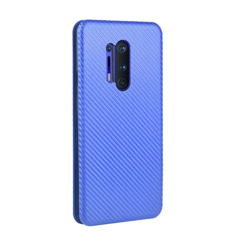 Læder Cover OnePlus 8 Pro Original Kulfibereffekt - Blå