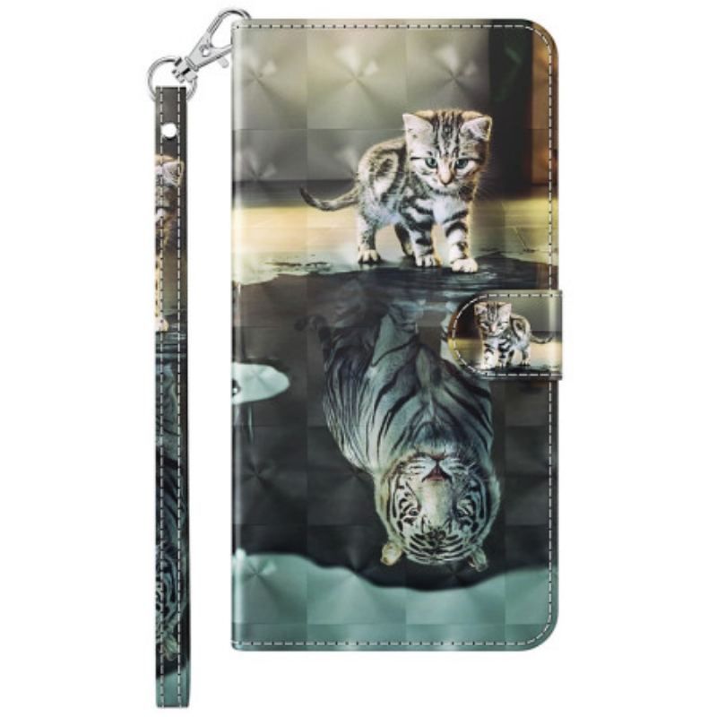 Flip Cover Samsung Galaxy S23 Plus 5G Med Snor Strappy Kitten Dream