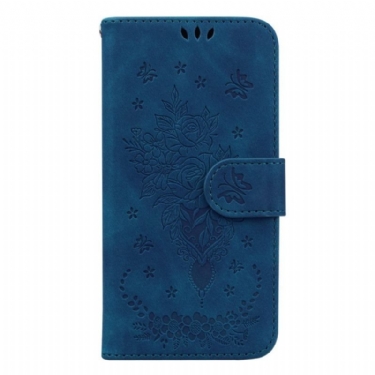 Flip Cover Samsung Galaxy S23 Plus 5G Med Snor Strappy Roser Og Sommerfugle