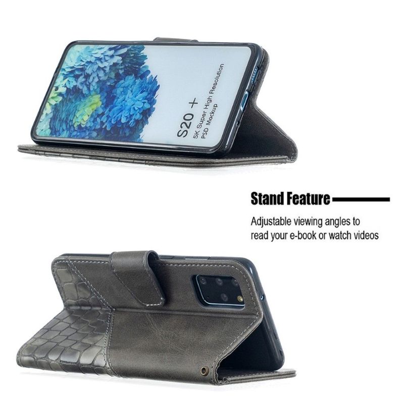 Flip Cover Samsung Galaxy S20 Plus Croc Aspect Lædereffekt