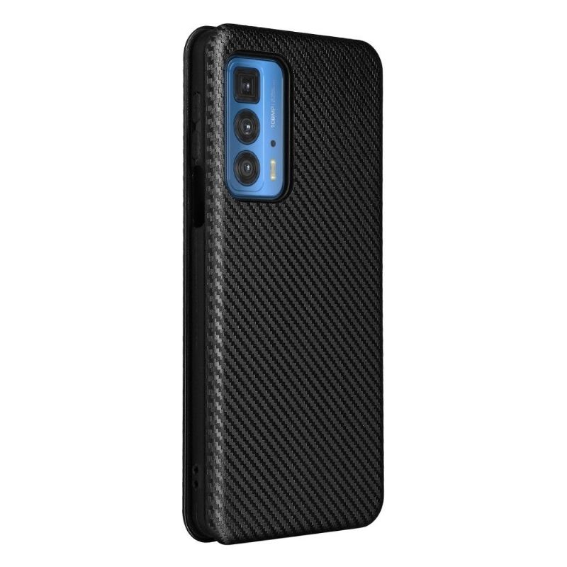 Læder Cover Motorola Edge 20 Pro Carbon Fiber Læder