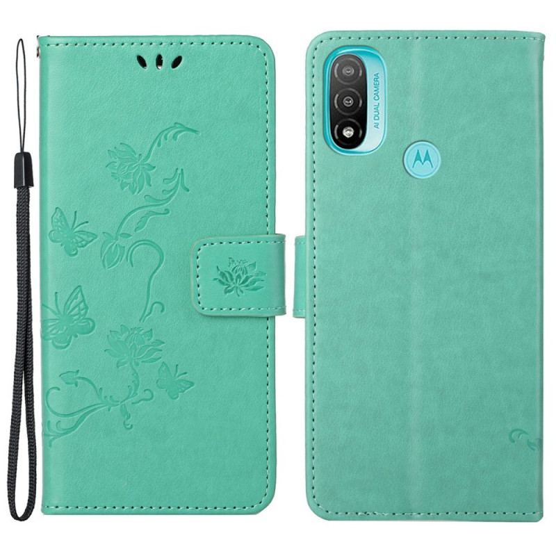 Flip Cover Moto G71 5G Asiatiske Sommerfugle Og Blomster