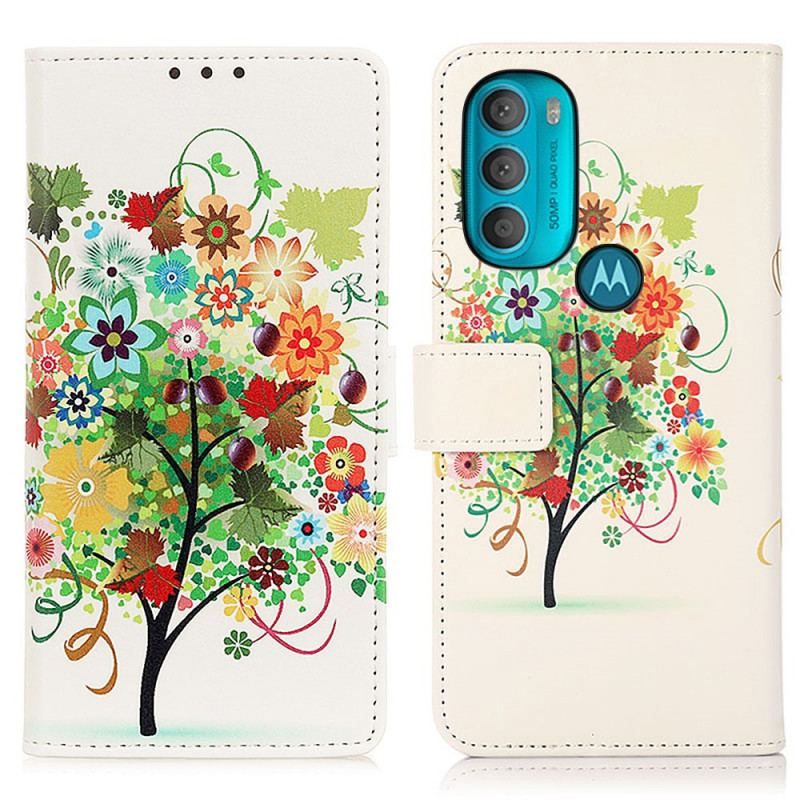 Flip Cover Moto G71 5G Blomstrende Træ