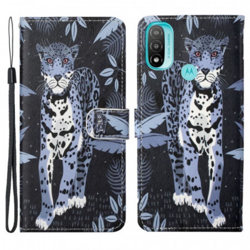 Flip Cover Moto G71 5G Med Snor Strappy Leopard