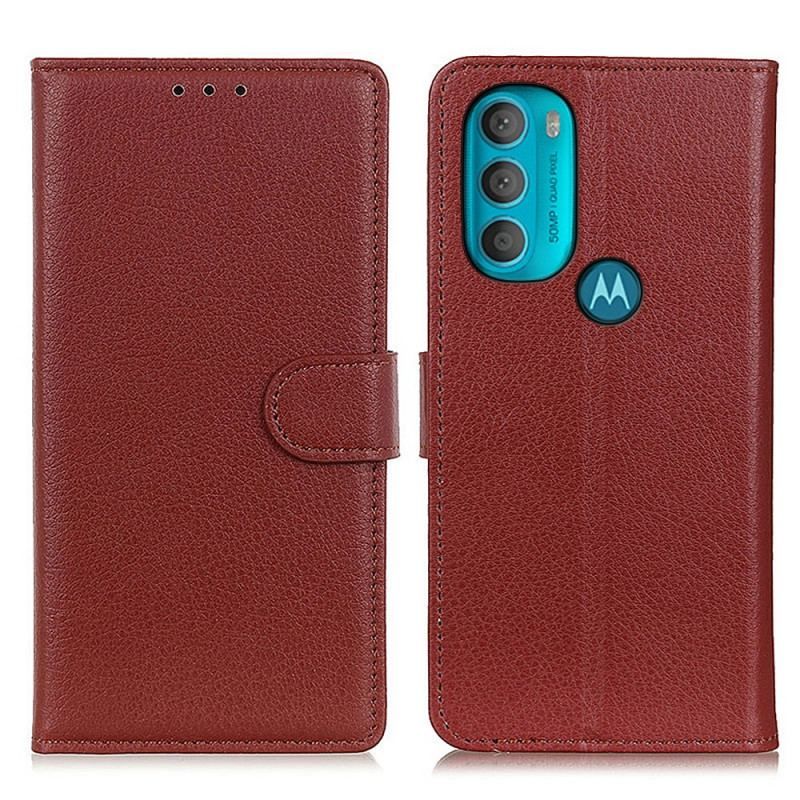 Flip Cover Moto G71 5G Traditionelt Litchi