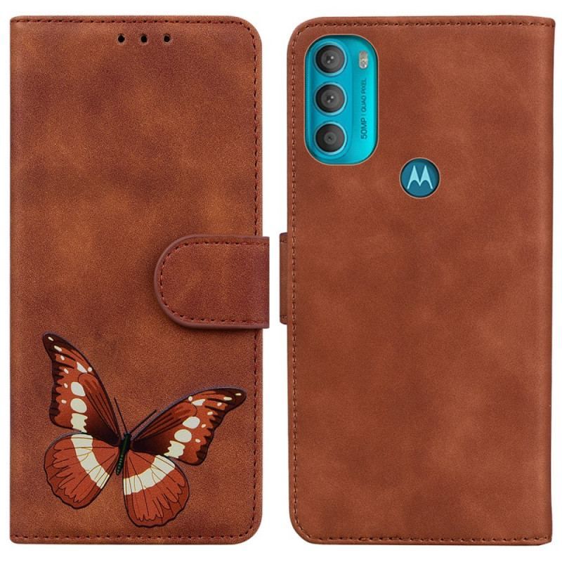 Læder Cover Moto G71 5G Skin-touch Butterfly