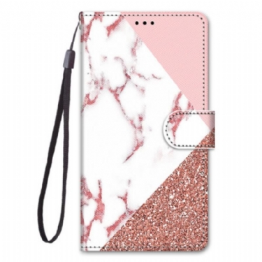 Flip Cover Sony Xperia 5 IV Marmor Og Glitter Trekant