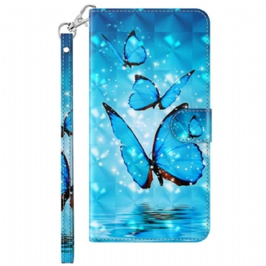 Flip Cover Sony Xperia 5 IV Med Snor Thong Sommerfugle