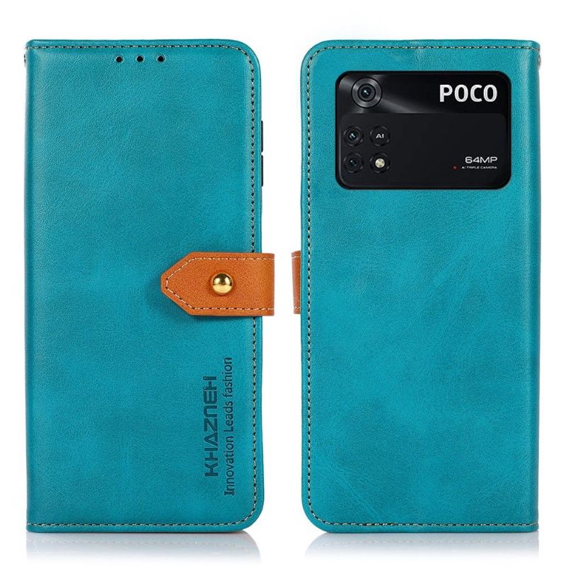 Flip Cover Poco M4 Pro 4G Anti-fald Khazneh Bicolor Imiteret Læder