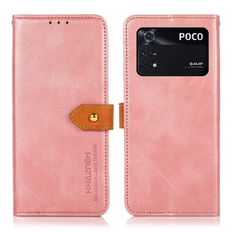 Flip Cover Poco M4 Pro 4G Anti-fald Khazneh Bicolor Imiteret Læder