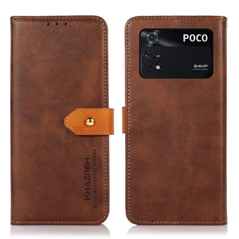 Flip Cover Poco M4 Pro 4G Anti-fald Khazneh Bicolor Imiteret Læder