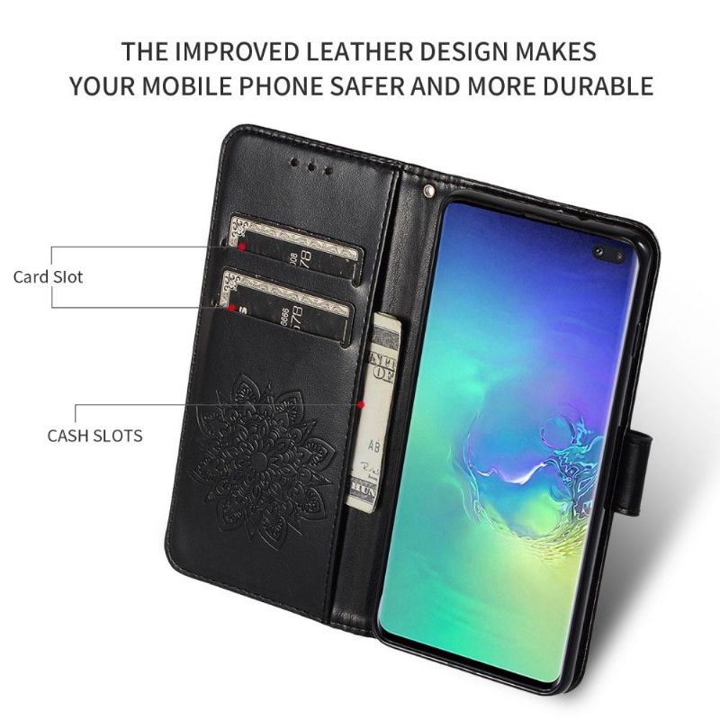 Flip Cover Samsung Galaxy S10 Plus Hemming Kalejdoskop I Imiteret Læder