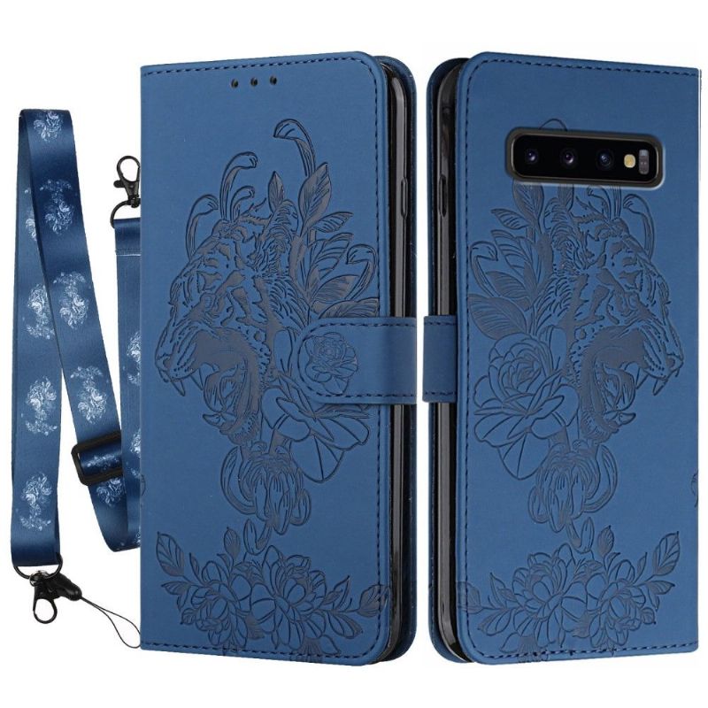 Flip Cover Samsung Galaxy S10 Plus Tiger Design + Rem