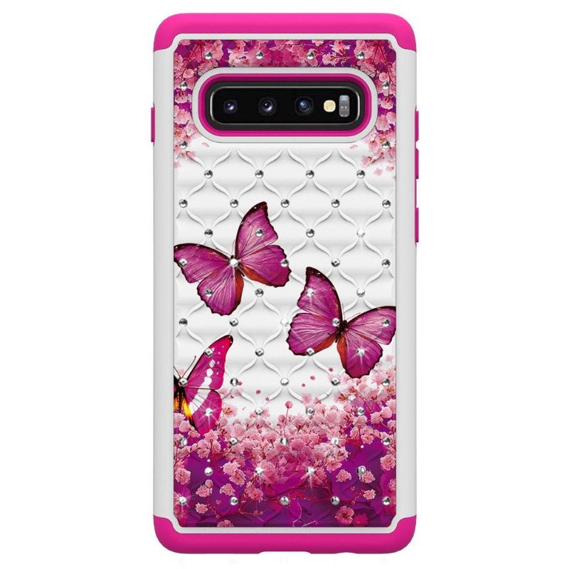 Mobilcover Samsung Galaxy S10 Plus Lyserøde Luksussommerfugle